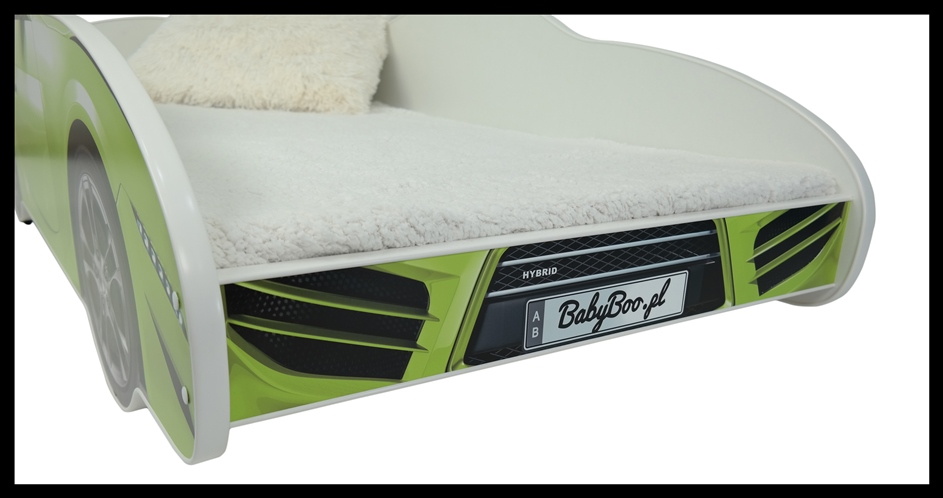 łóżko łóżeczko dla chłopczyka dziecka zielone auto przód