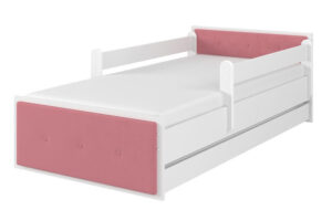 Łóżko tapicerka różowa biały gładki