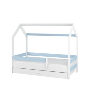 Łóżko domek z szufladą - niebieskie