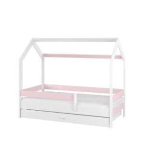 Łóżko domek z szufladą - różowe